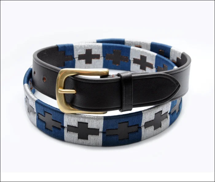 Turfmasters Unisex Polo Belt - Navy/Silver / 65cm / 25mm