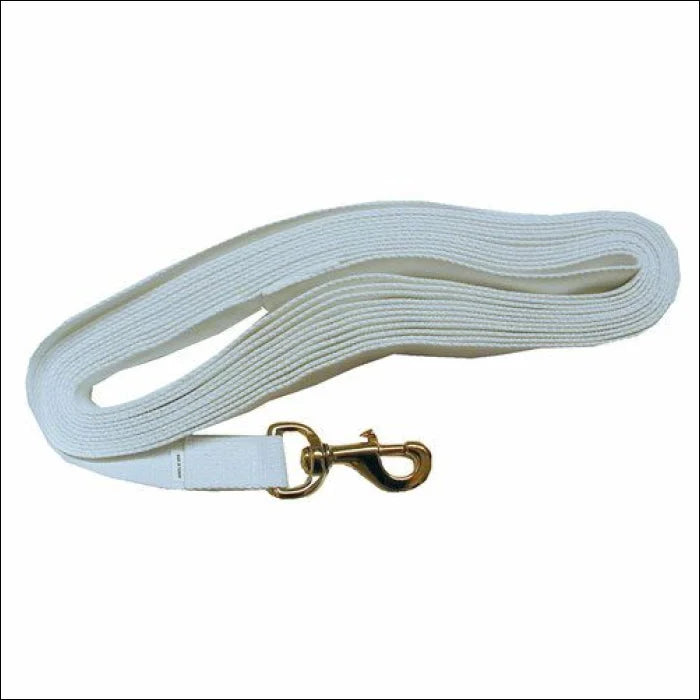 White Cotton Lunge Lead with Brass Snap