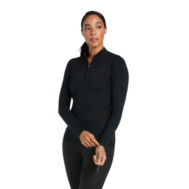 Womens Ascent 1/4 Zip Long Sleeve Base Layer - XS / Black