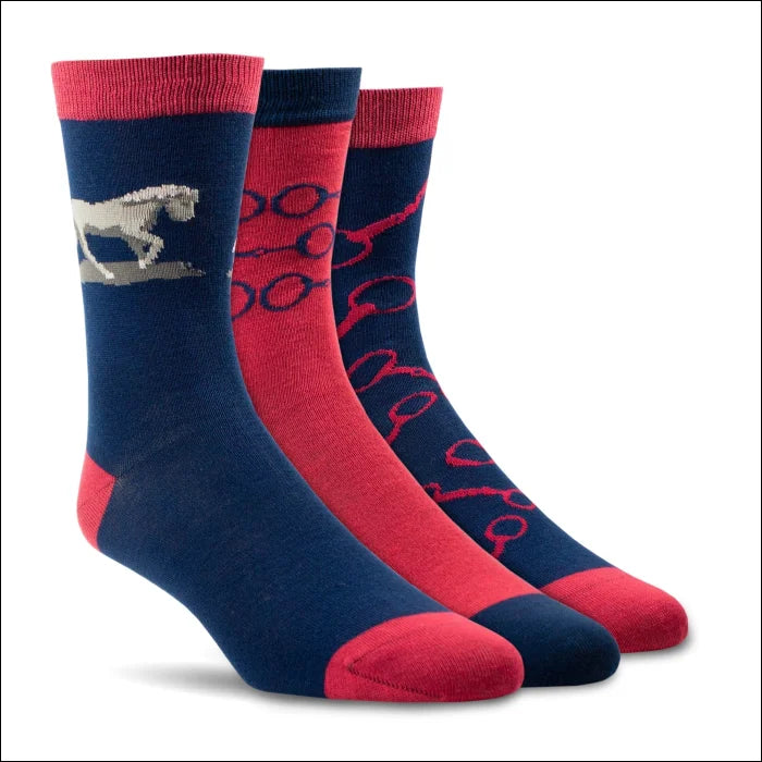 Ariat Womens Charm Crew Socks - Navy Snaffle