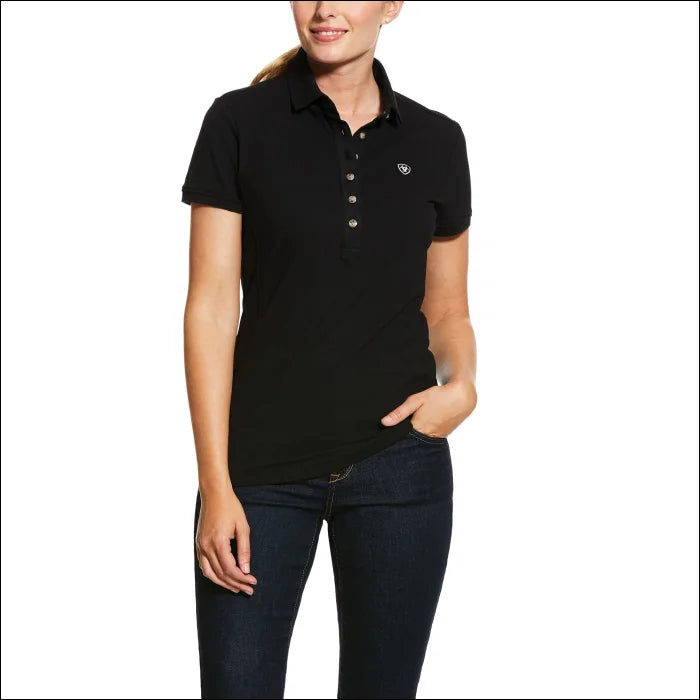 Ariat Womens Prix 2.0 Short Sleeve Polo - XL\16 / Black