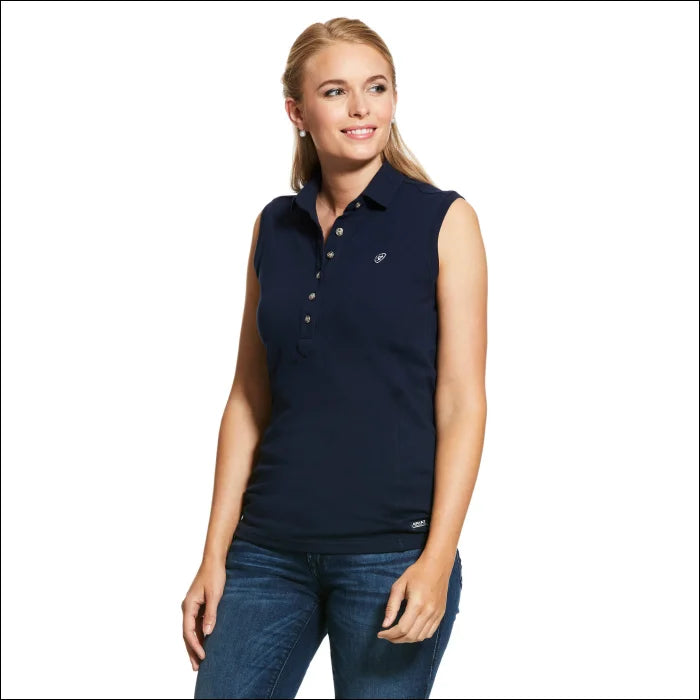 Ariat Womens Prix 2.0 Sleeveless Polo - Navy