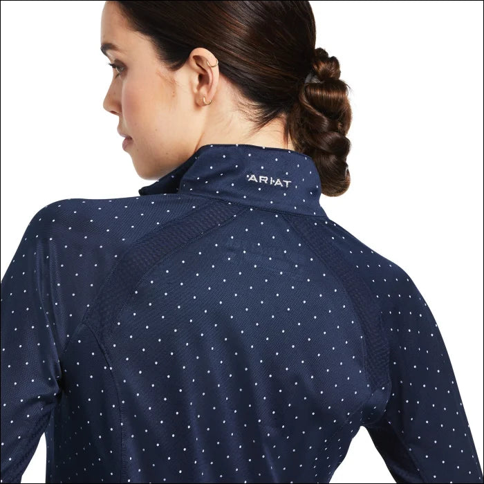 Ariat Womens Sunstopper 2.0 1/4 Zip Base Layer - Navy Dot