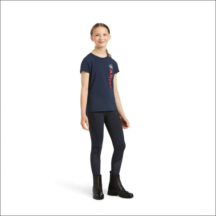 Ariat Youth Vertical Logo Short Sleeve T-Shirt - Navy