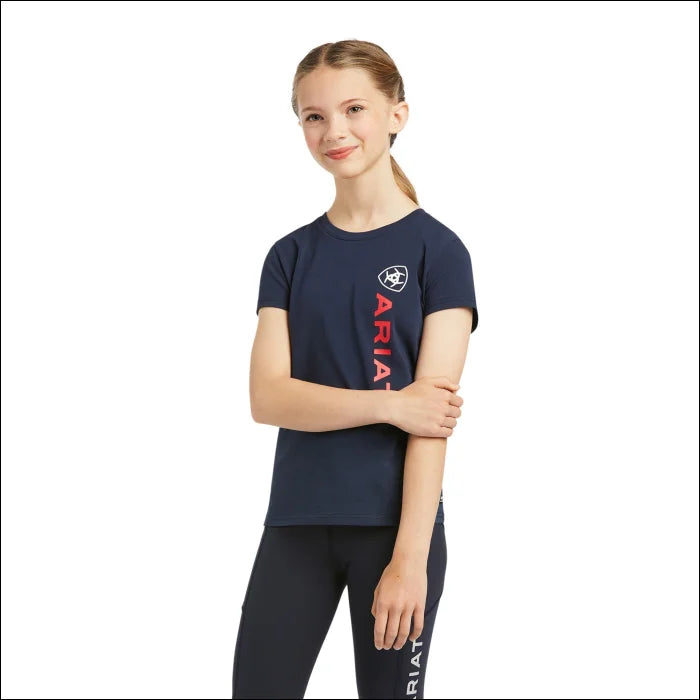 Youth Vertical Logo Short Sleeve T-Shirt Navy